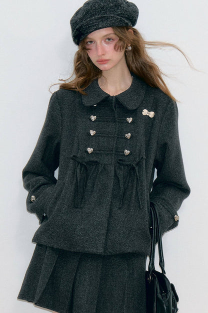 Doll Collar Bow Wool Coat