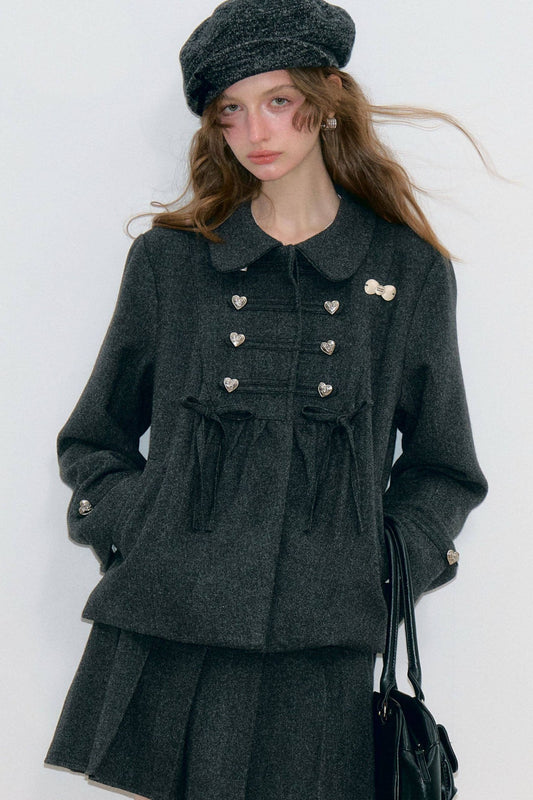 Doll Collar Bow Wool Coat