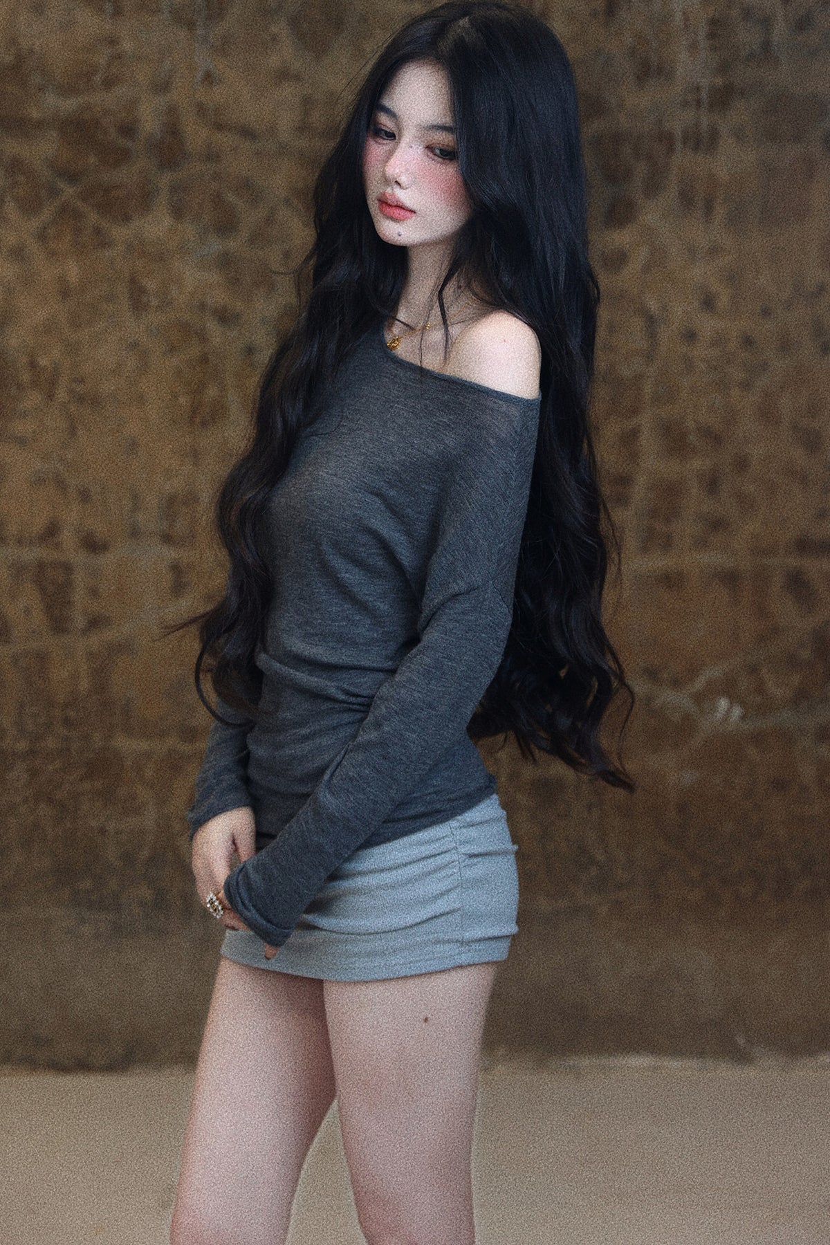 High-Waisted Side Pleated Bodycon Skirt