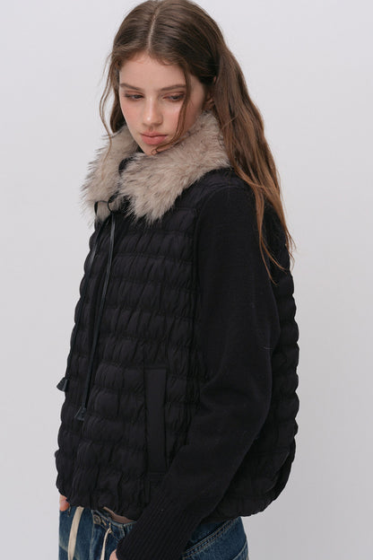 Knit Spliced Quilted Down Jacket
