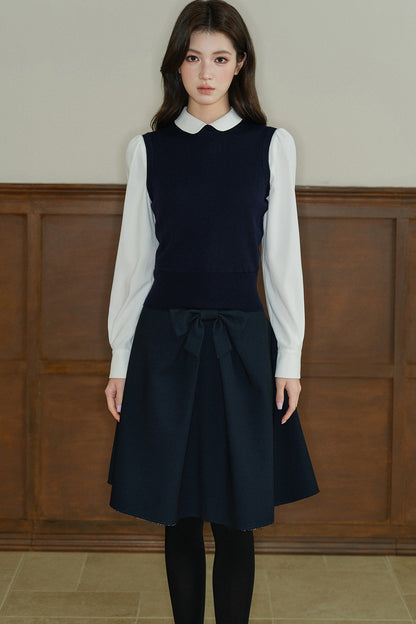 Layered Round Neck Knitted Sweater Vest