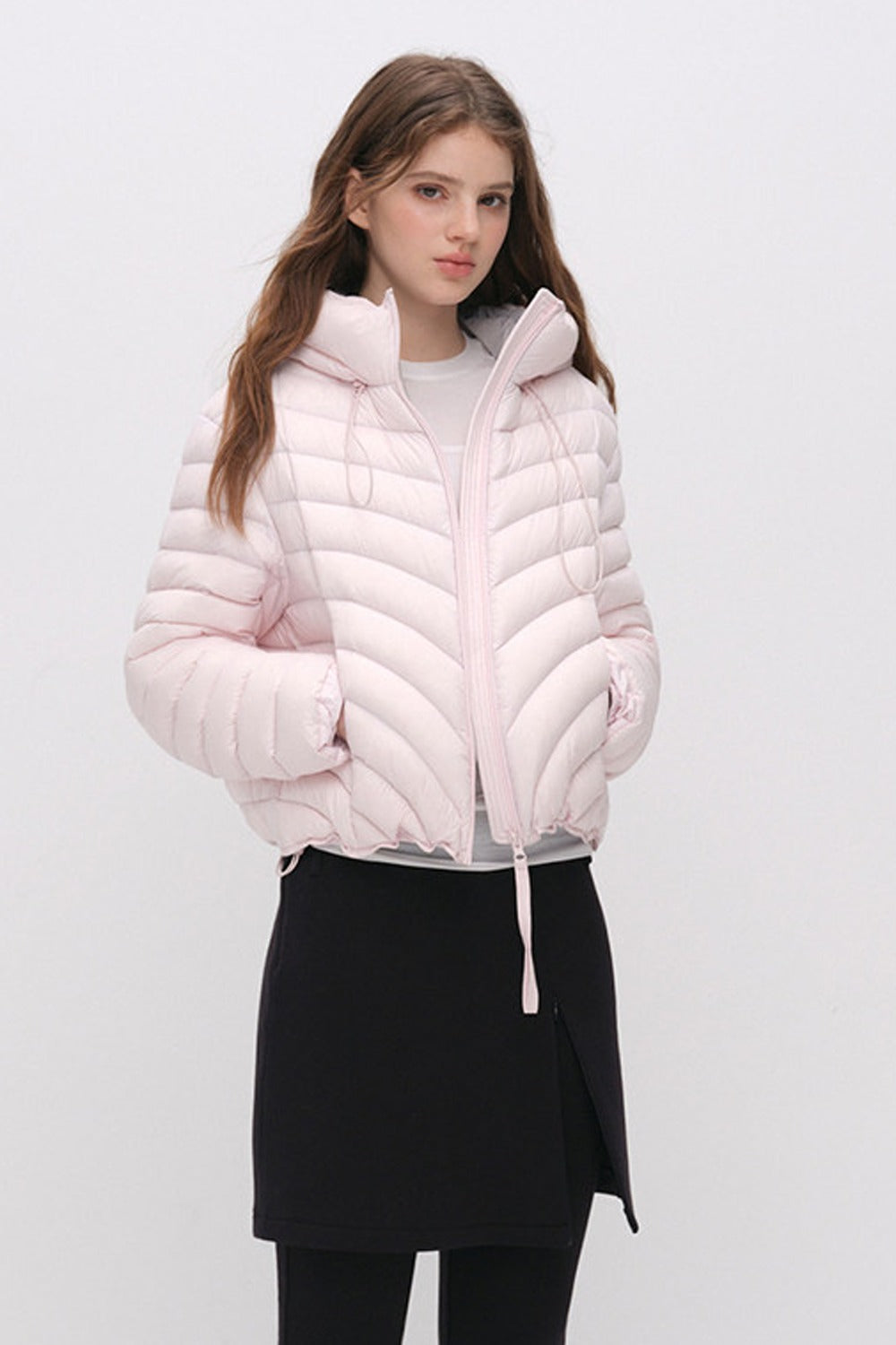 Layered-Look Slit Skirt-Style Flared Pants