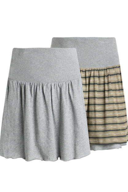 Jupe en maille réversible coupe A à ceinture à revers