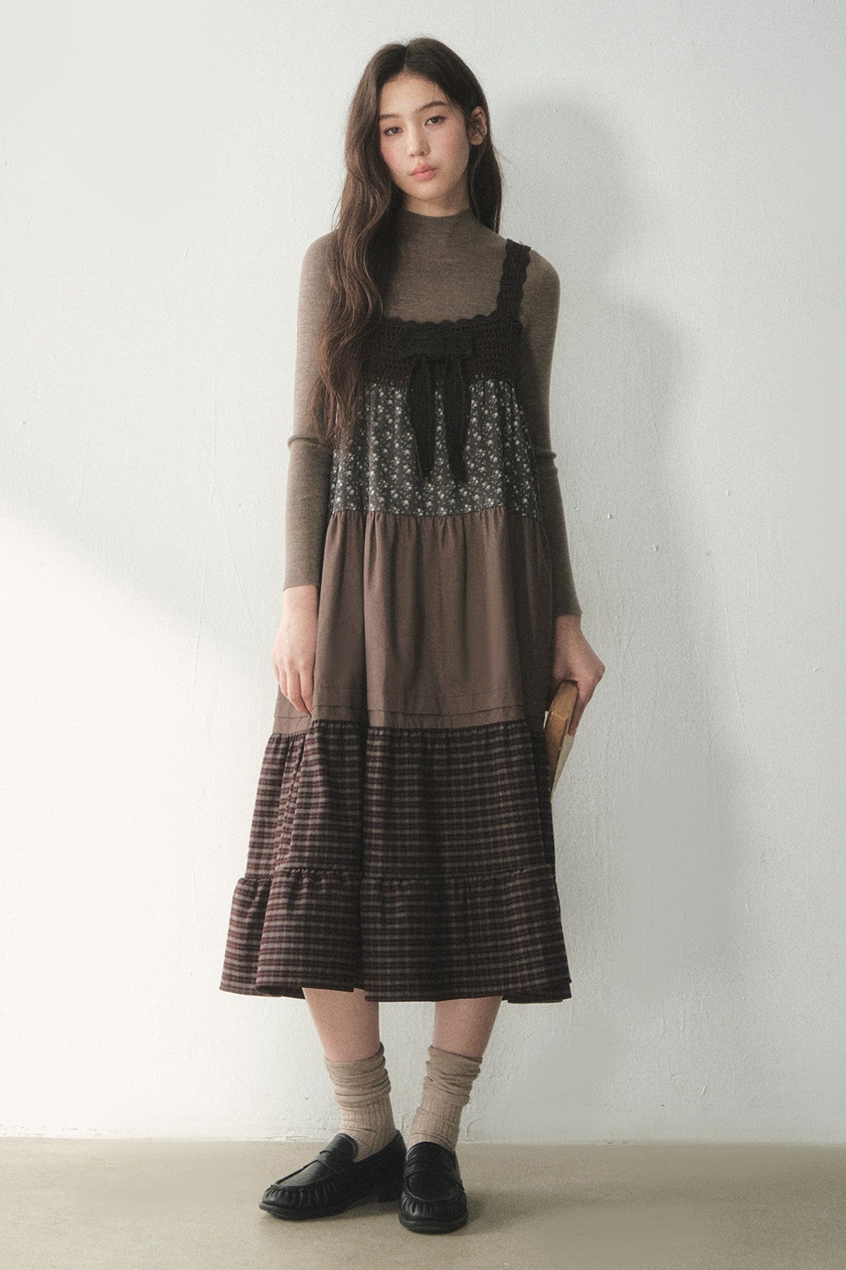 Floral Plaid Patchwork Cake Dress