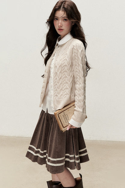 Plaid Layered-Look Knit Top