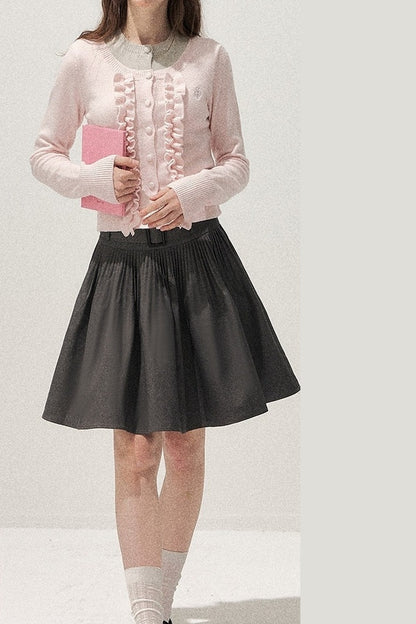 Layered-Look Floral Ruffle Sweater