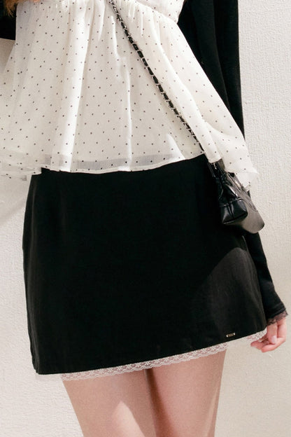 Lyocell Linen Ruffle Bow V-Neck Top and Skirt Set-Up