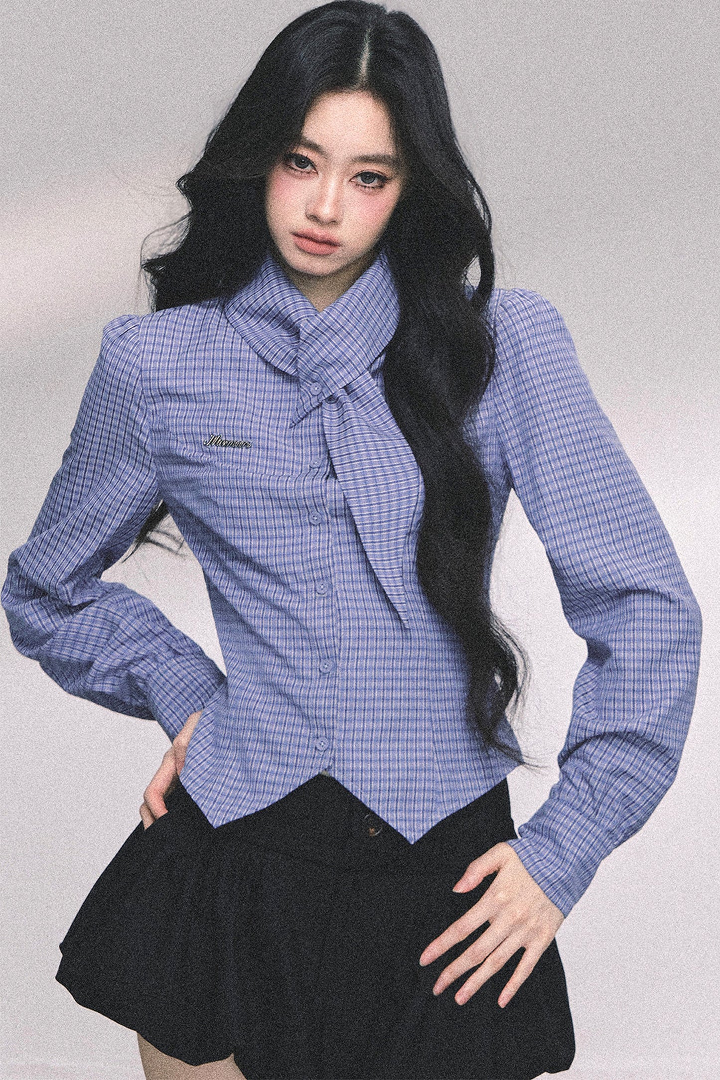 Klein Blue Plaid Blouse
