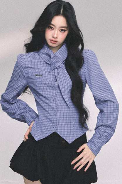 Klein Blue Plaid Blouse
