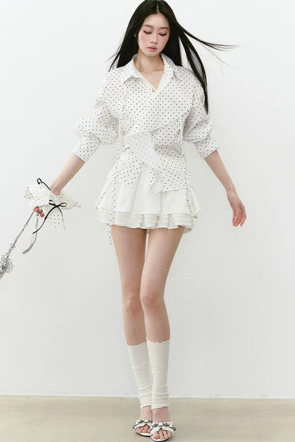 Layered Cropped Long-Sleeve Shirt