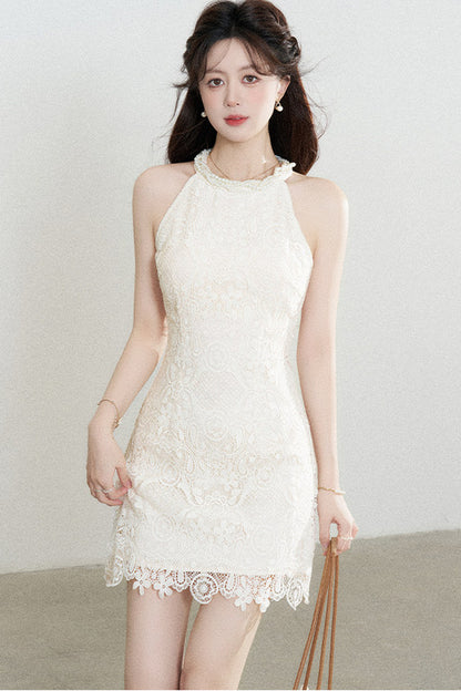 A-Line Halter Neck Lace Dress