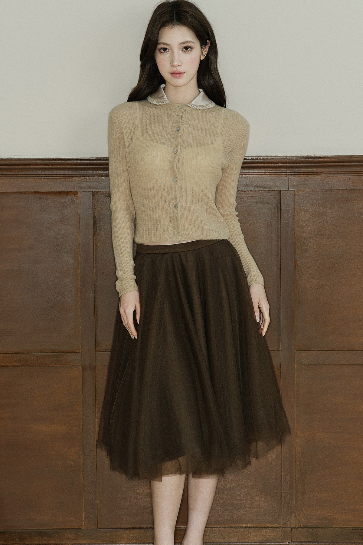 Detachable Doll Collar Knit Cardigan