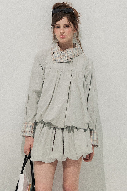 Plaid Trench Coat and Skirt Set-Up