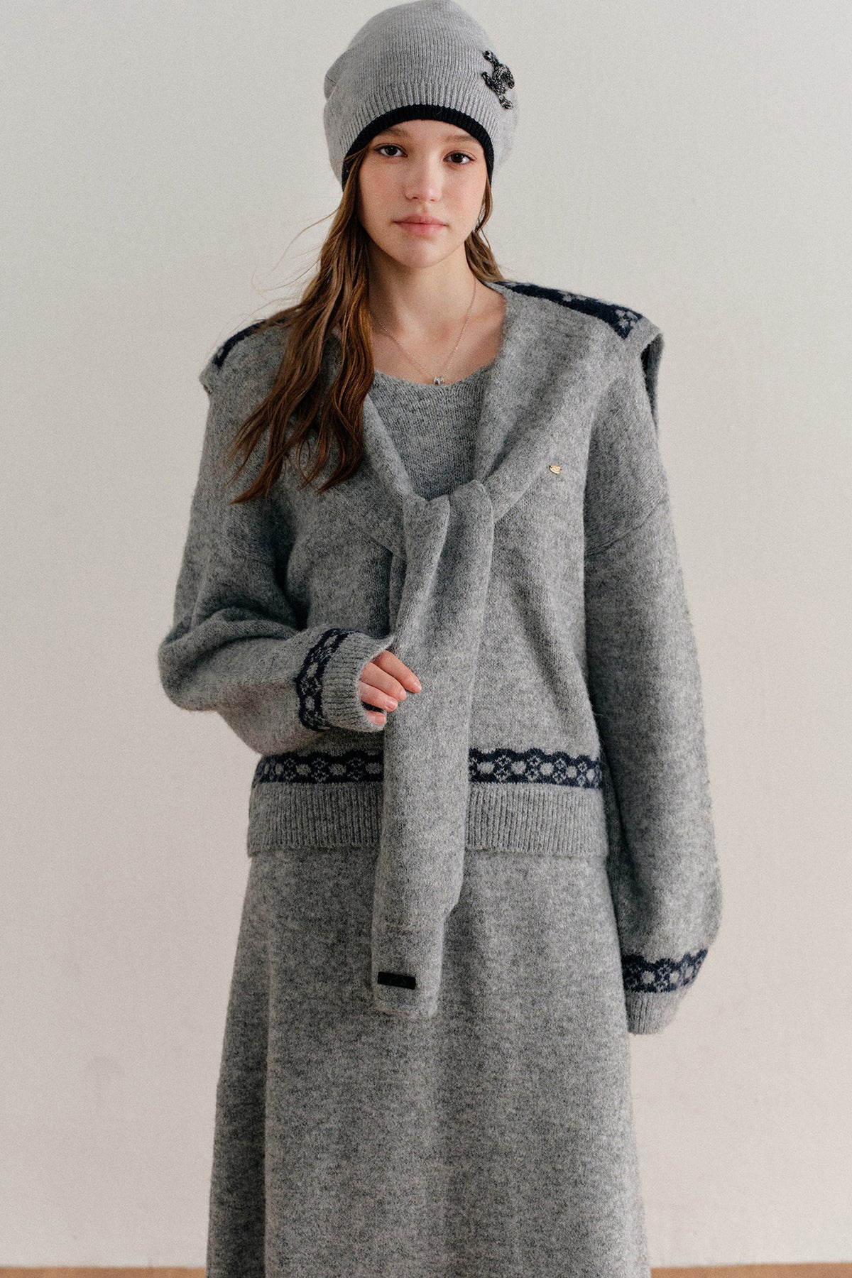 Fair Isle Pullover Sweater and A-Line Skirt Set