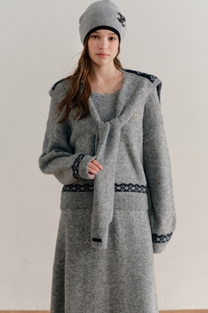 Fair Isle Pullover Sweater and A-Line Skirt Set