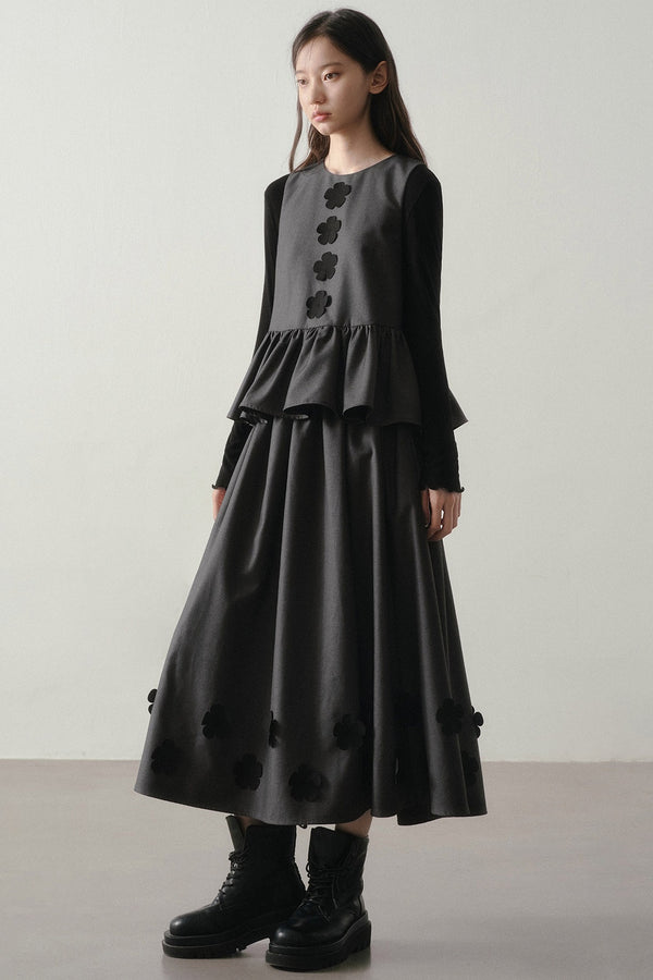 Petal Design Two-Piece Top Skirt Set