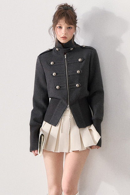 Napoleon Style Double-Breasted Woolen Coat