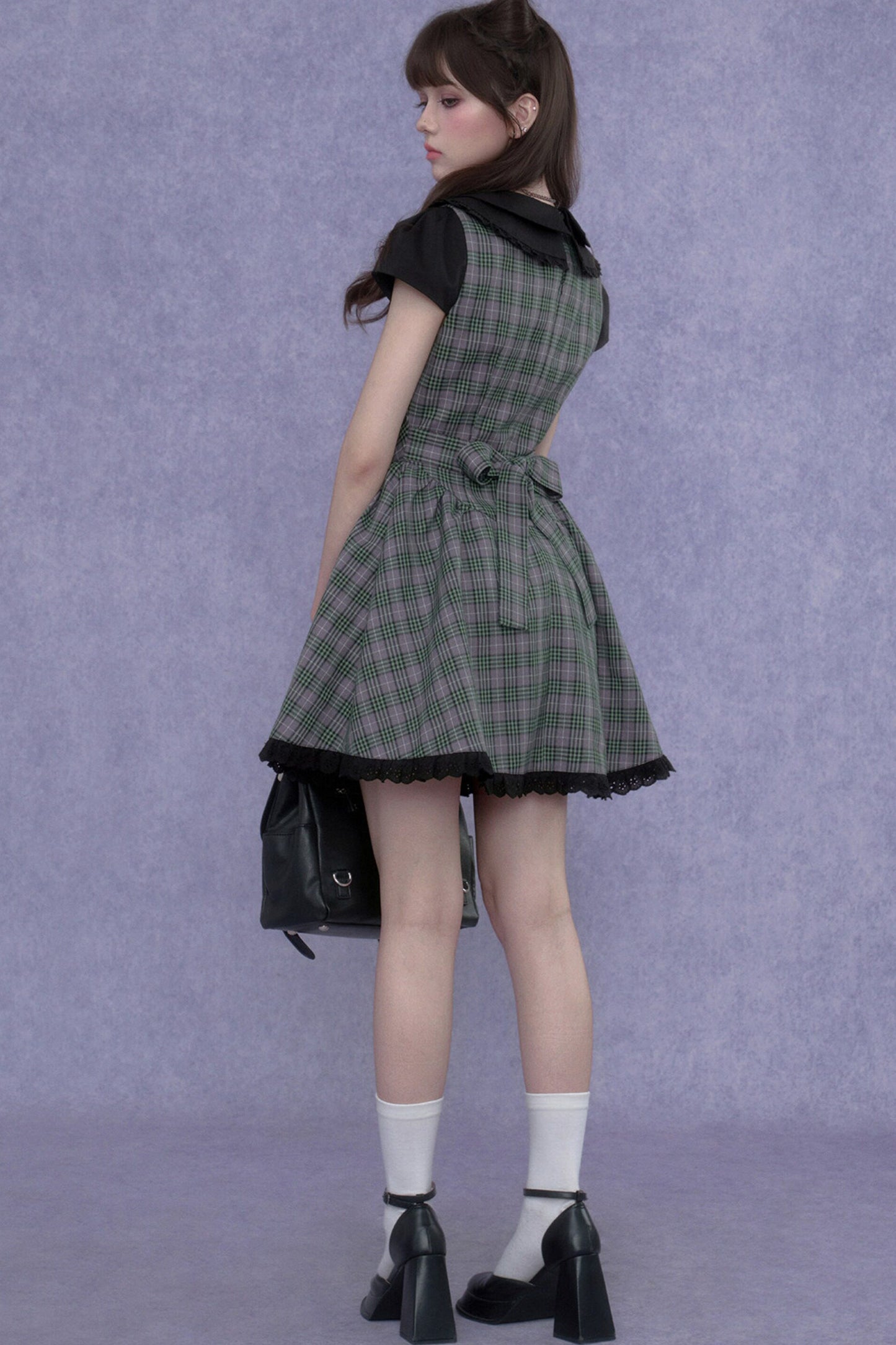 Green Plaid Peter Pan Dress