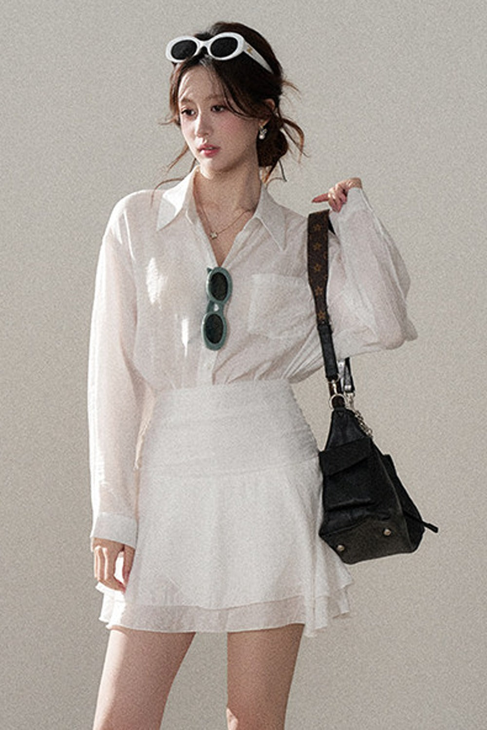 White Shirt and Skirt Set