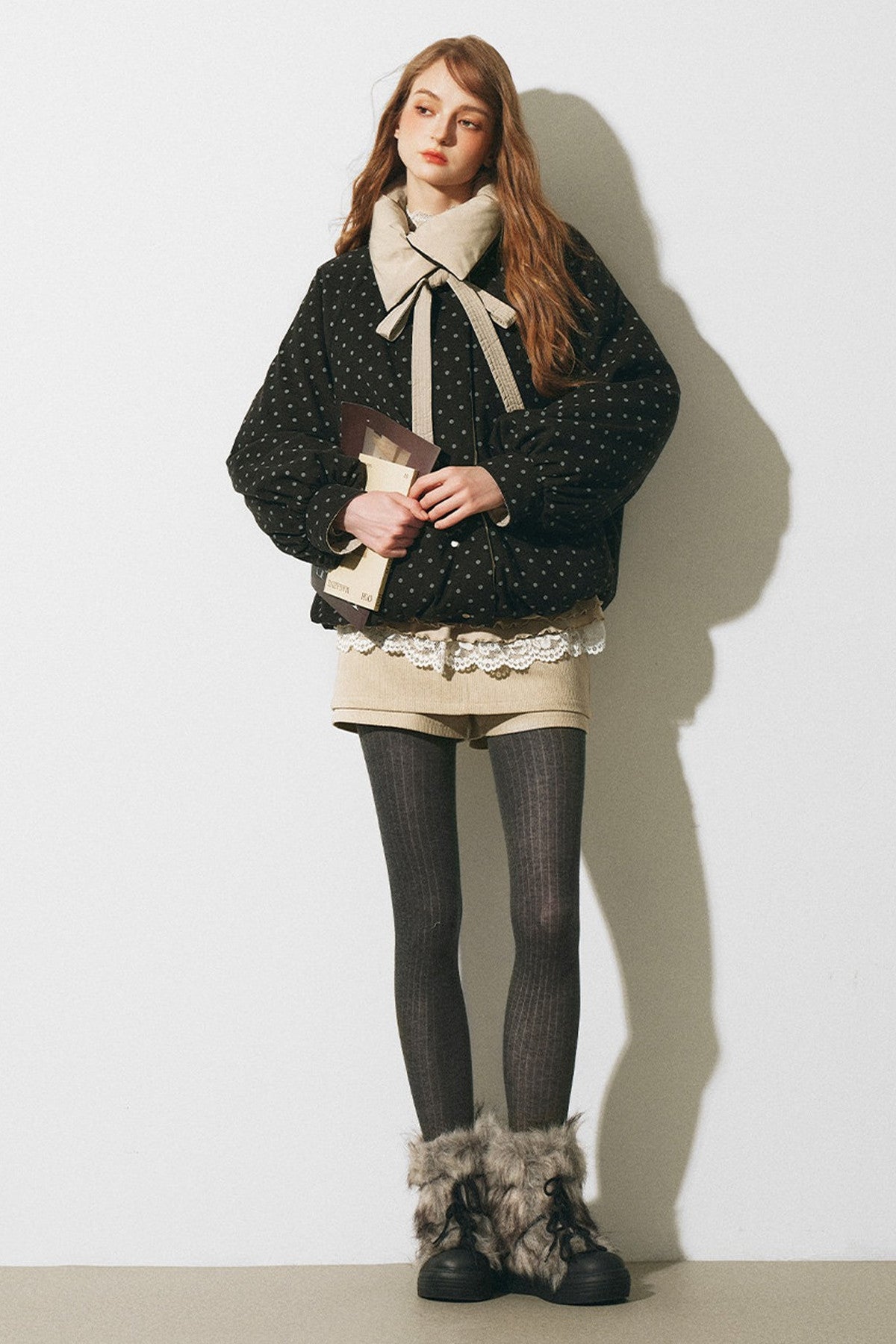 Reversible Polka Dot Bow Down Jacket