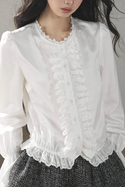 Ruffled Flared Sleeve Top