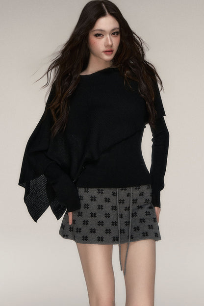 Weiches Windcape-Pullover-Strickoberteil