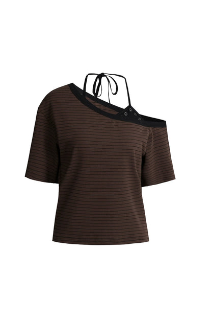 Top a righe color-block con spalle scoperte