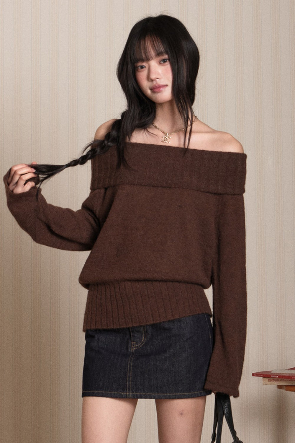 Off-Shoulder Knit Top