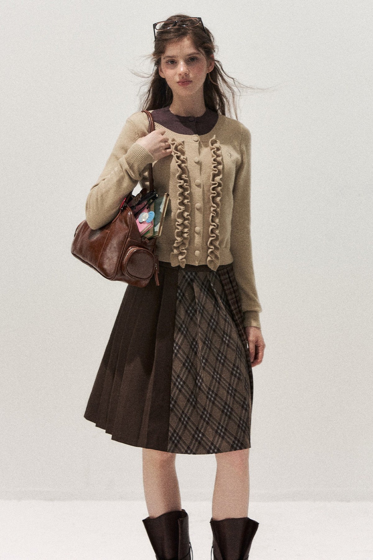 Layered-Look Floral Ruffle Sweater