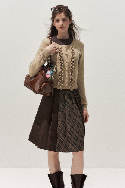 Layered-Look Floral Ruffle Sweater