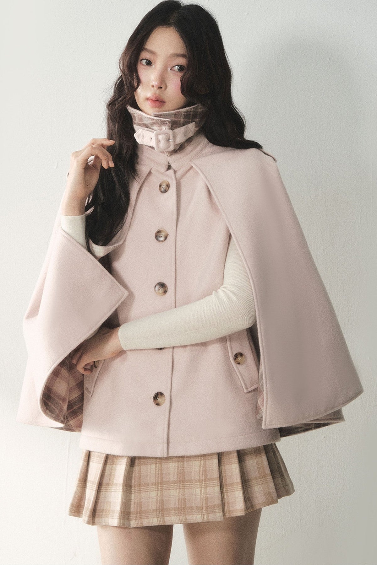 Retro Plaid Woolen Cape