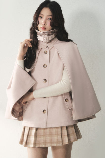 Retro Plaid Woolen Cape