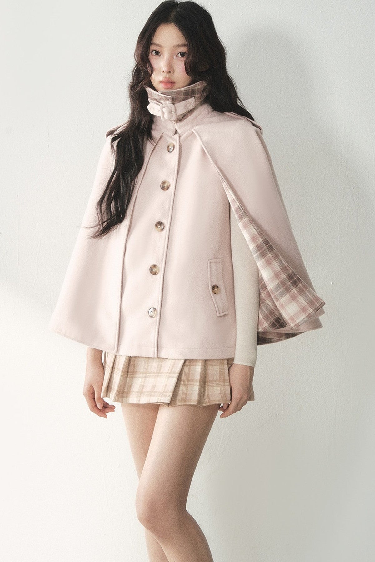 Retro Plaid Woolen Cape