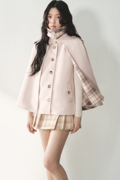 Retro Plaid Woolen Cape