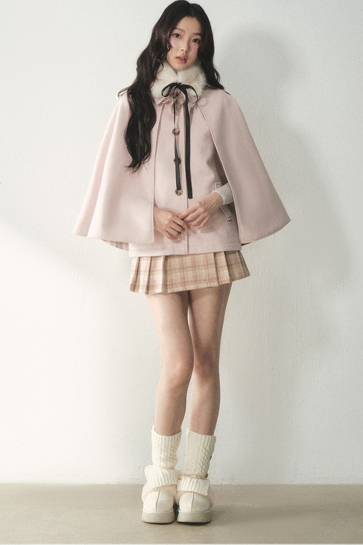 Retro Plaid Woolen Cape