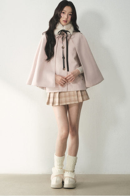 Retro Plaid Woolen Cape