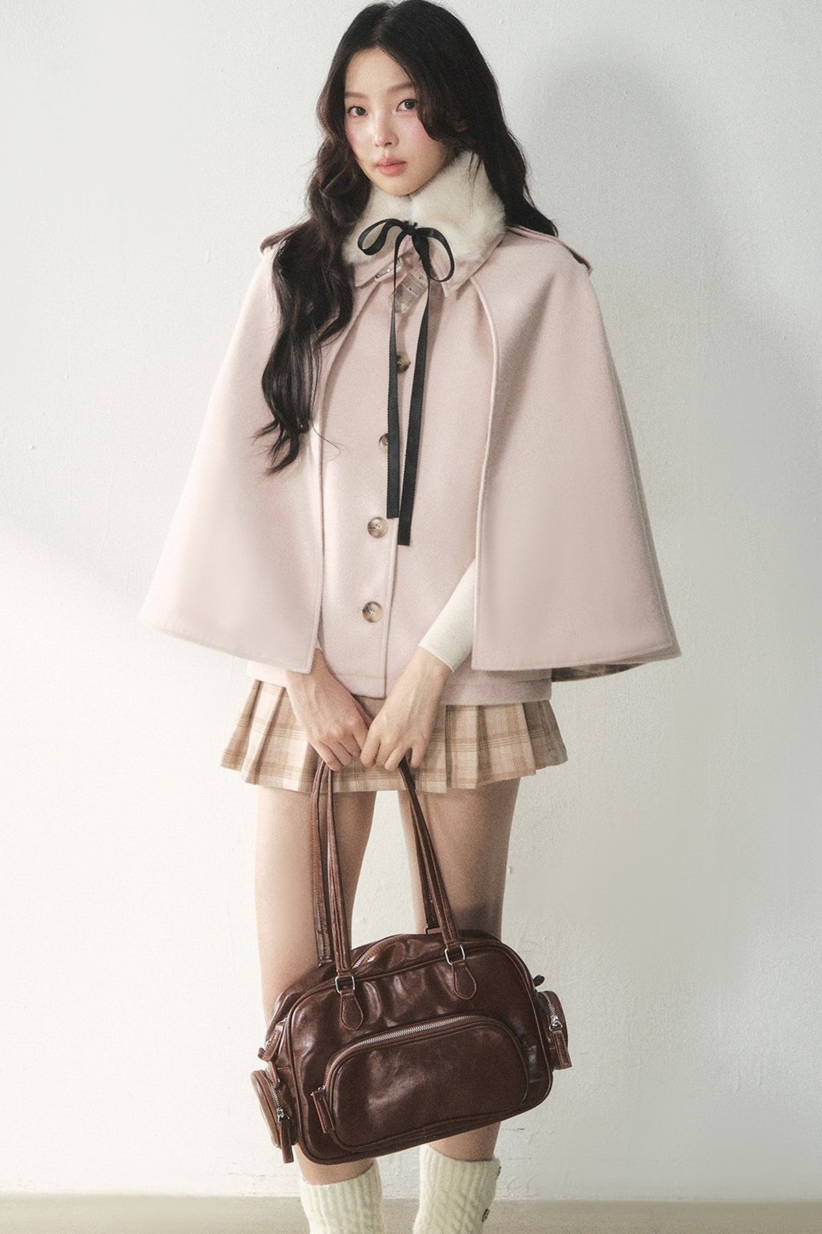 Retro Plaid Woolen Cape