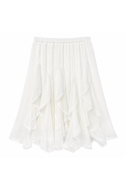 Ensemble 3 pièces composé d’une veste délavée, d’un haut à manches longues en dentelle et d’une jupe