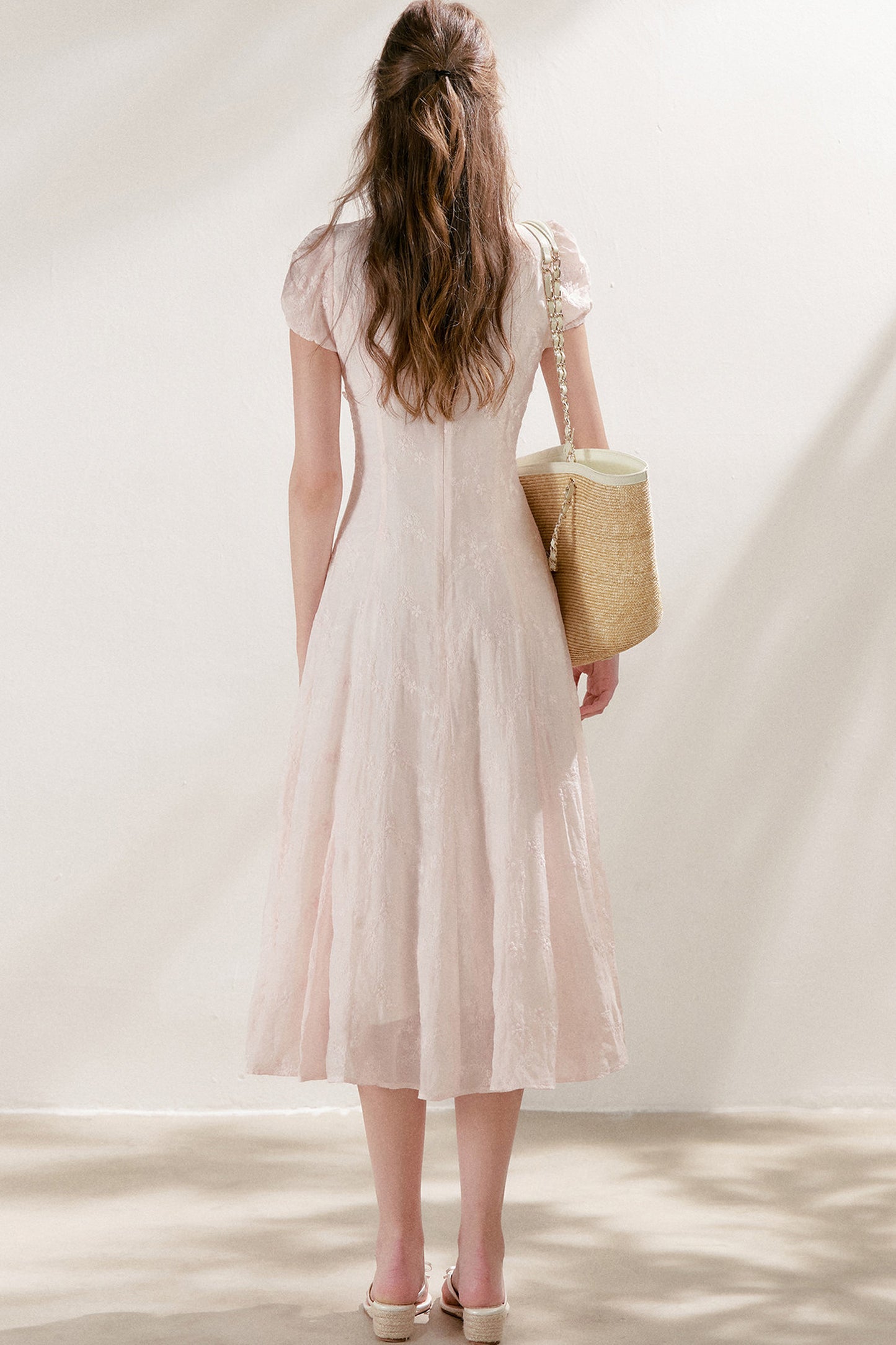Heavy Embroidery Lace Trim Long Dress