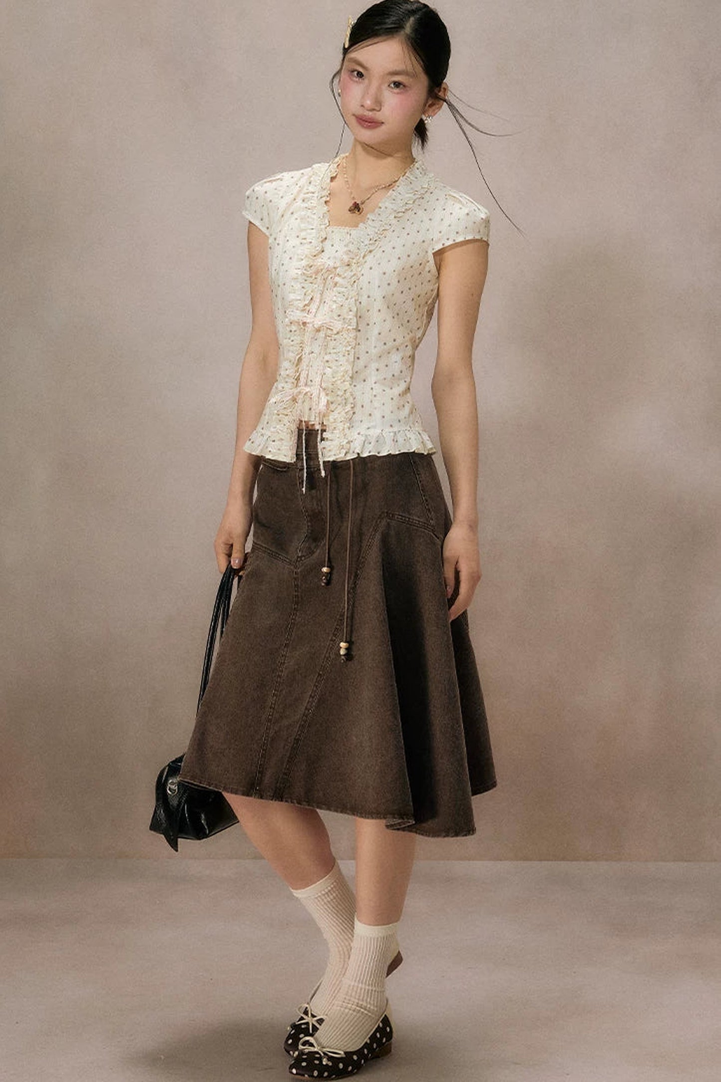 Irregular Denim A-Line Skirt