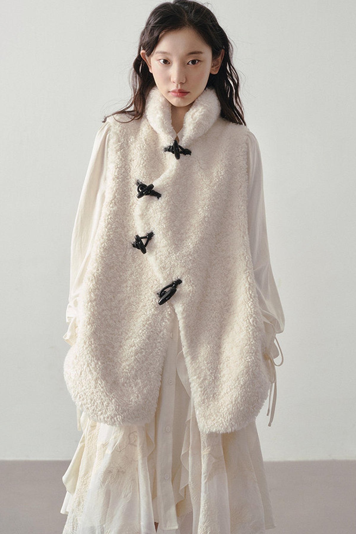 Beige Faux Shearling Vest