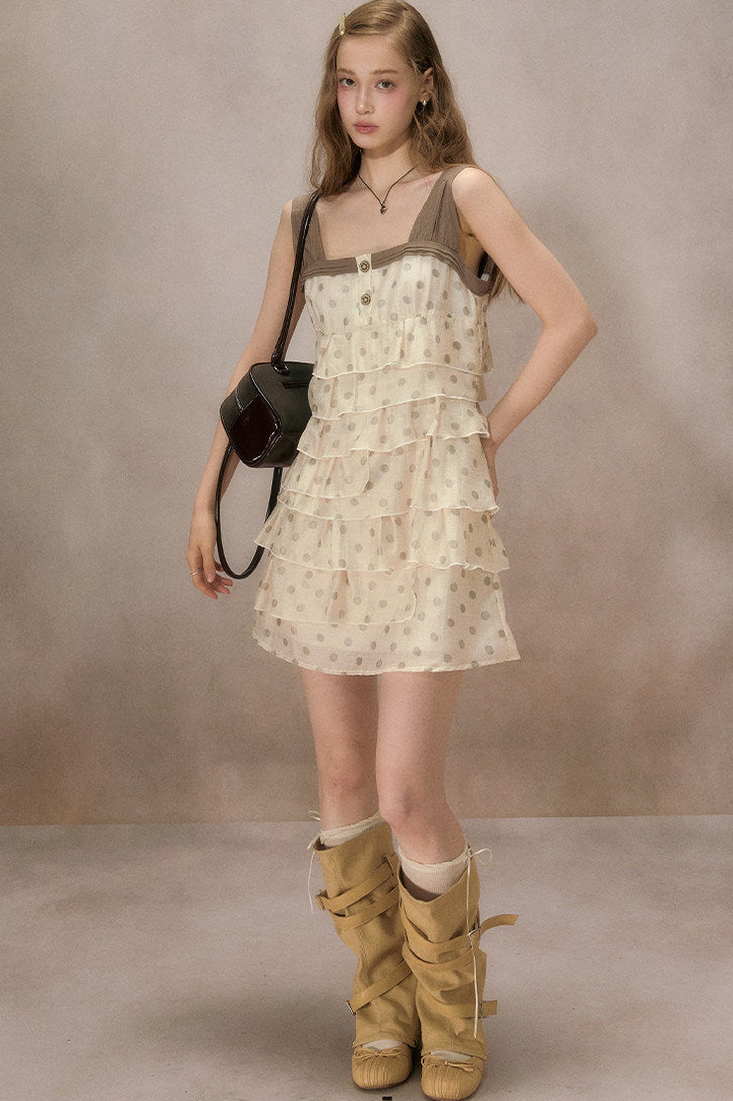 Apricot Polka Dot Dress