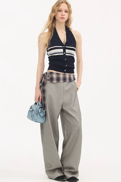 Gilet halter lavorato a maglia a righe