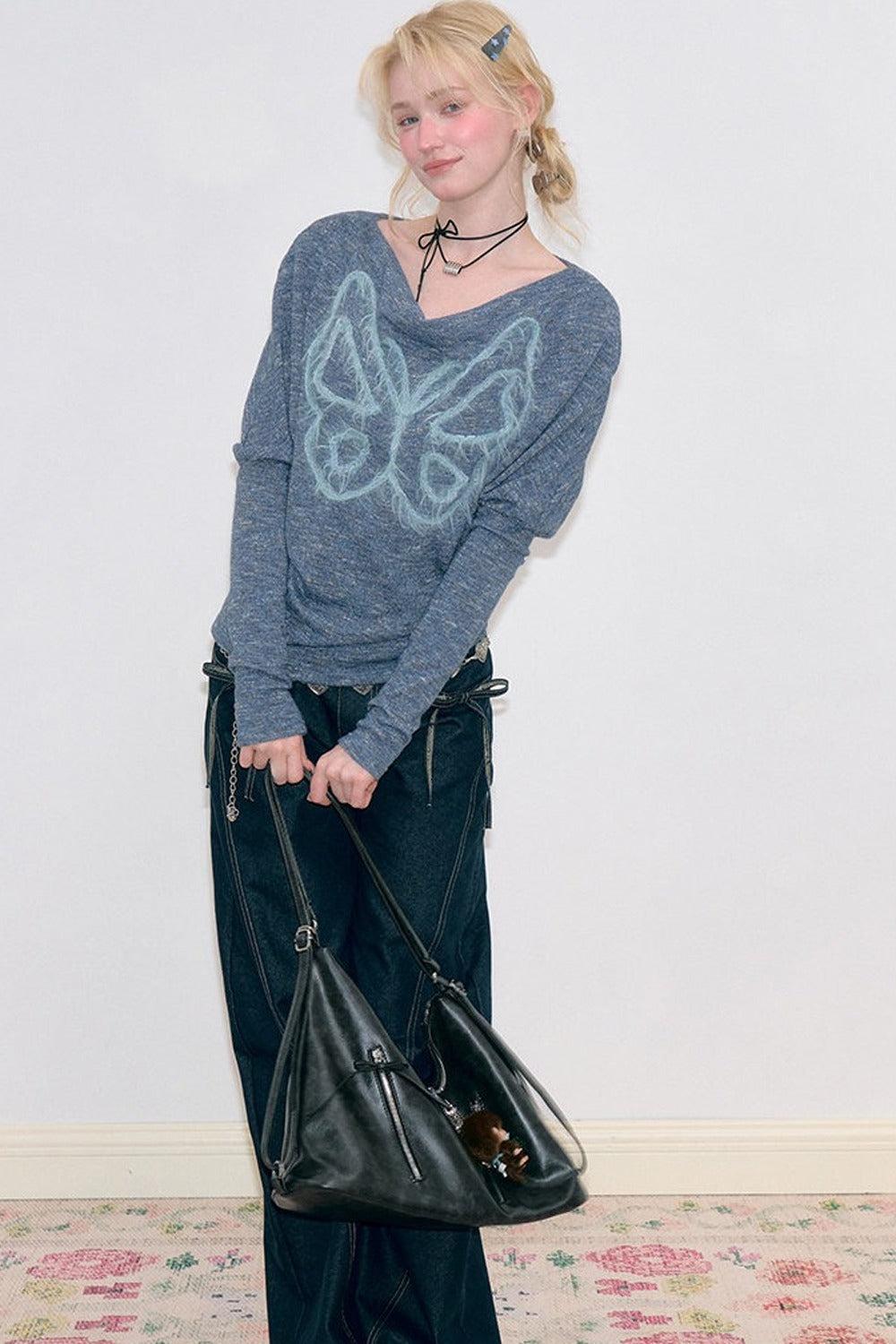 Retro Butterfly Knit Top