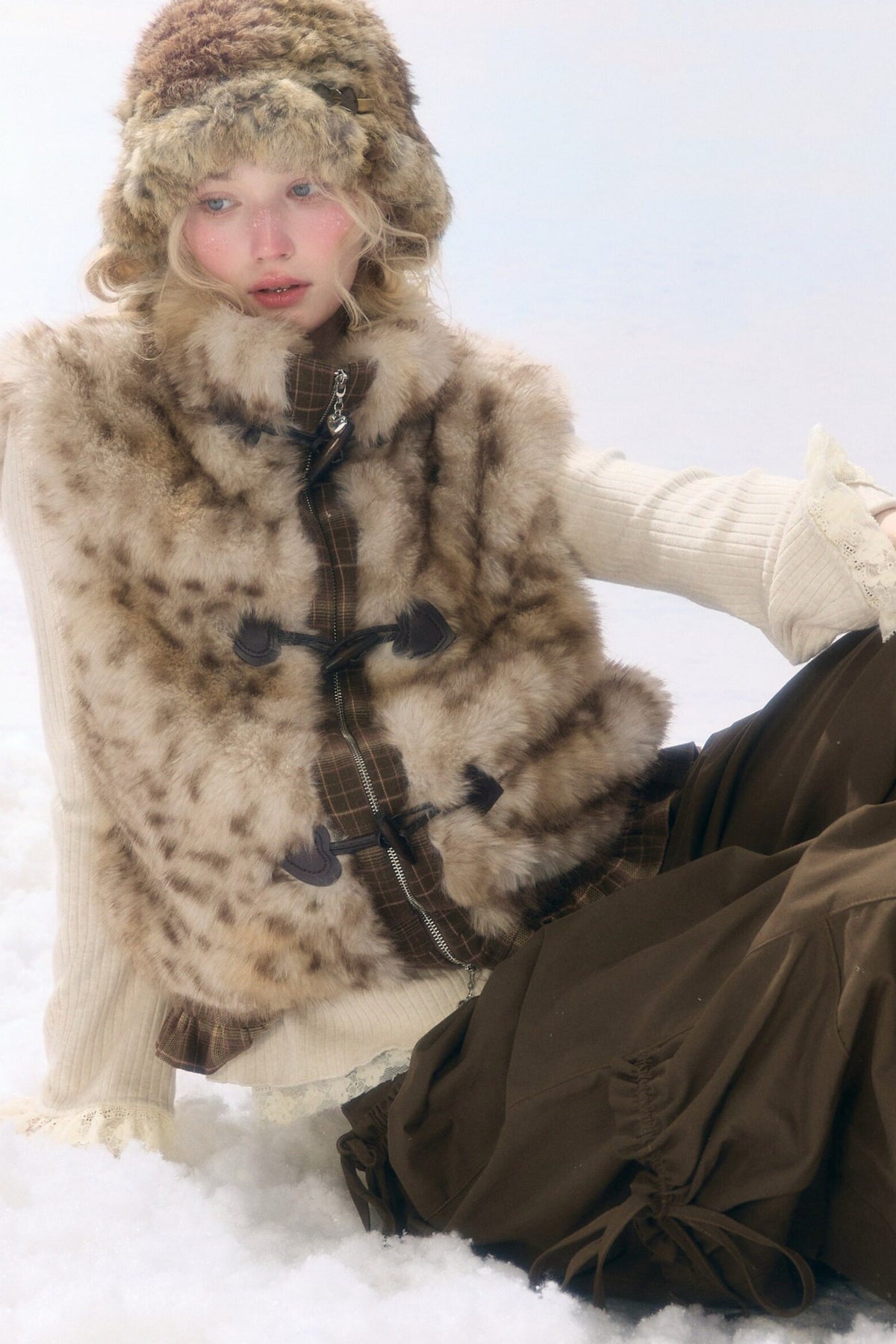 Plaid Leopard Horn Button Vest