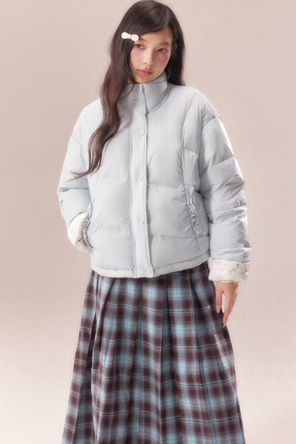 Reversible Floral Down Drawstring Jacket