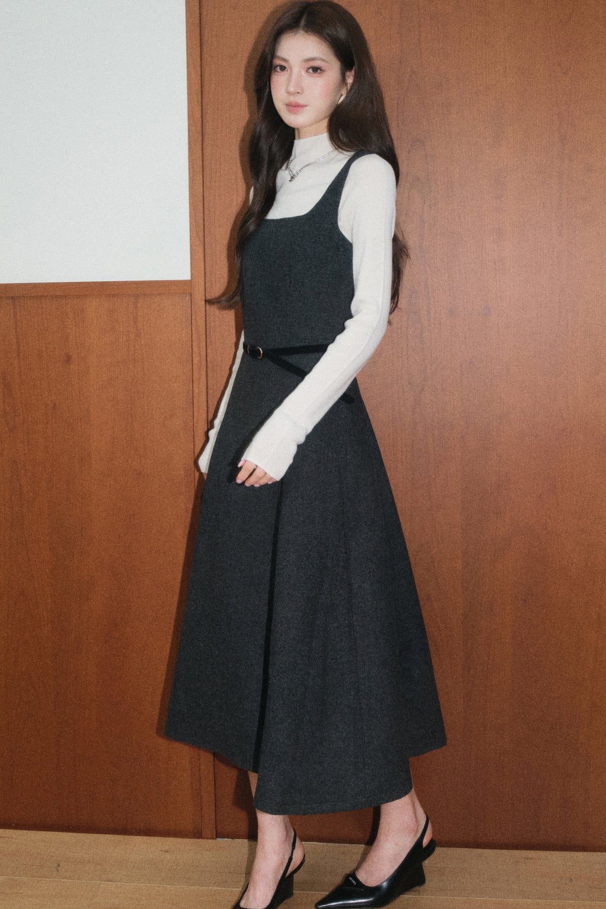 Gray Wool Dress and Small Jacket Set-Up