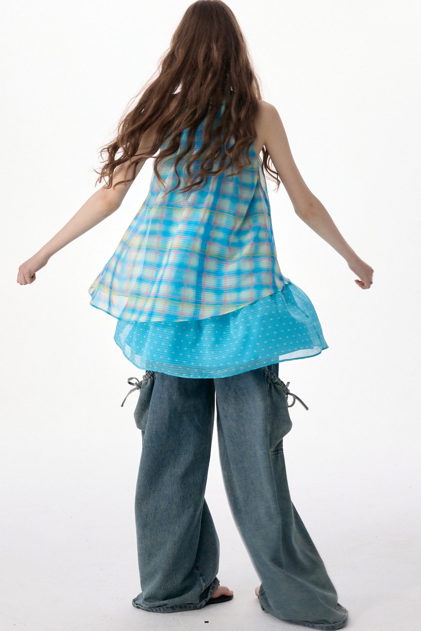 Bow Halter Plaid Dress