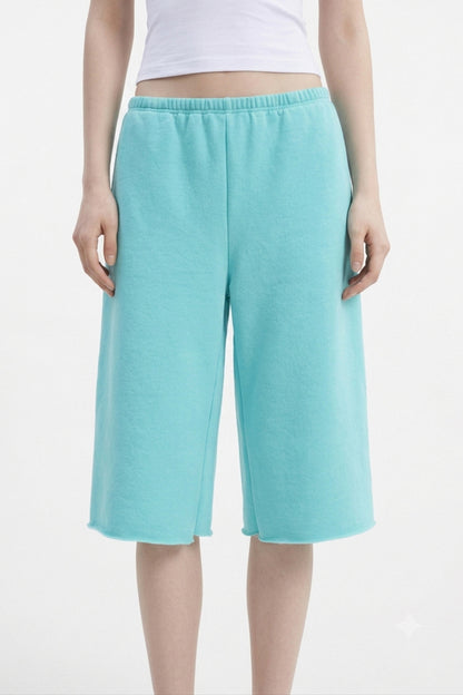 Low-Waist Frayed Straight-Leg Terry Sweatpants
