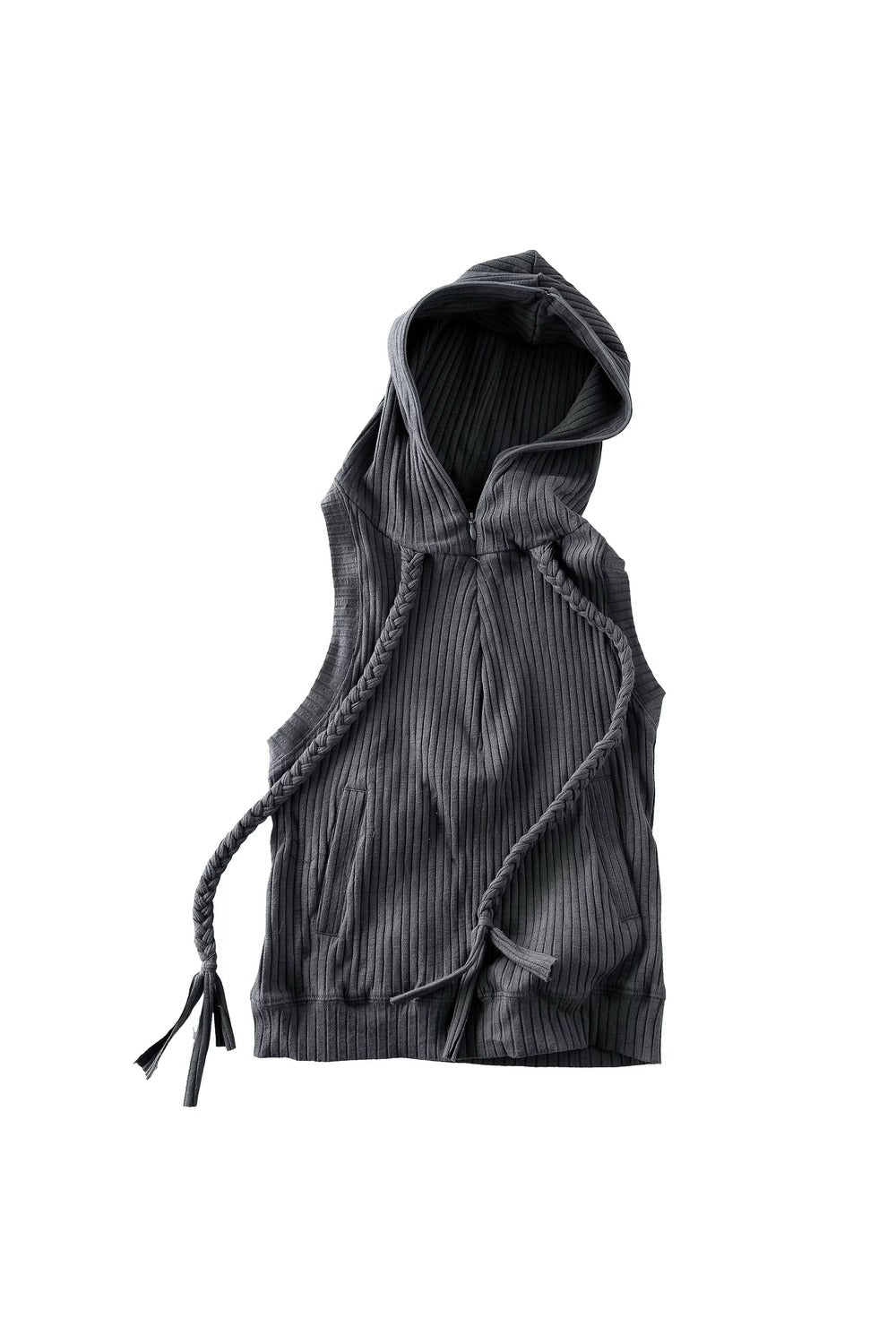 Black Hooded Vest Top